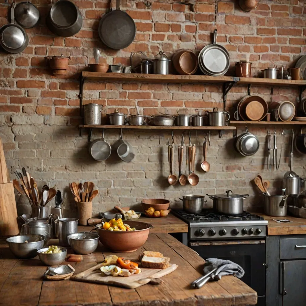 Industrialna kuchnia – surowy design, cegła i metalowe akcenty